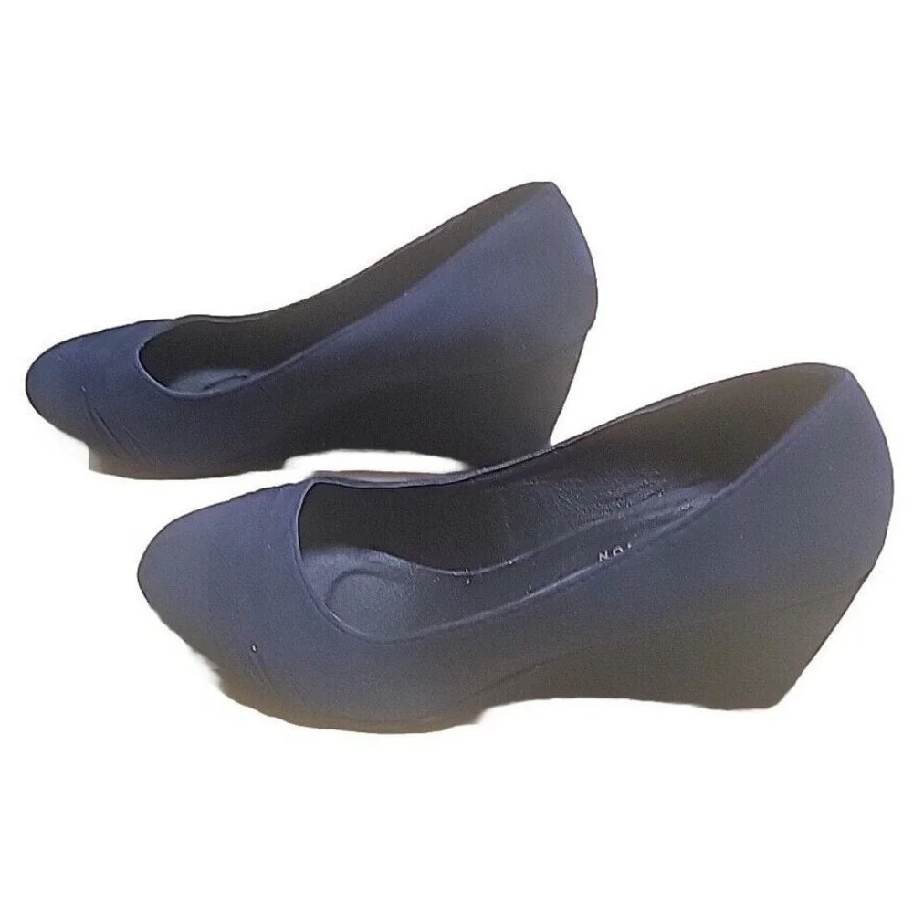 Emma Lee Grace Collection Navy Blue Wedge Heels Shoes Women Size 10